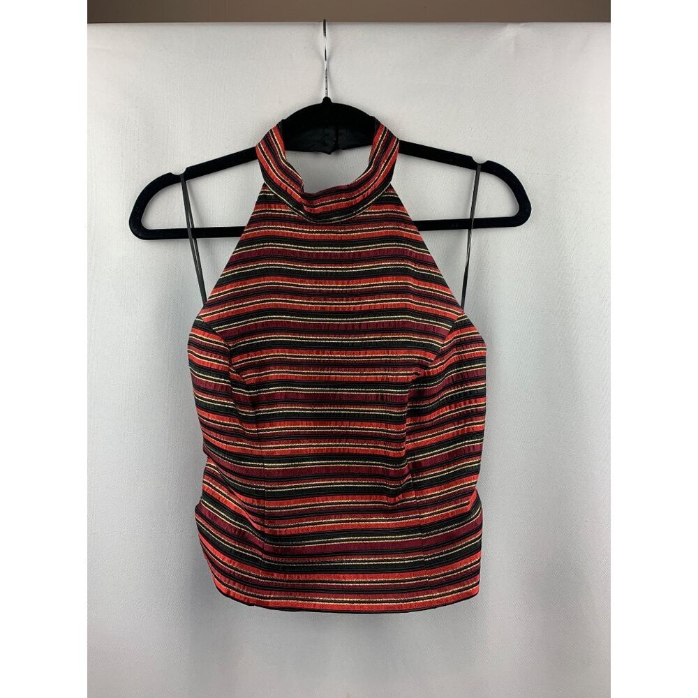 Women's Caché Red Striped Halter Top Size 10